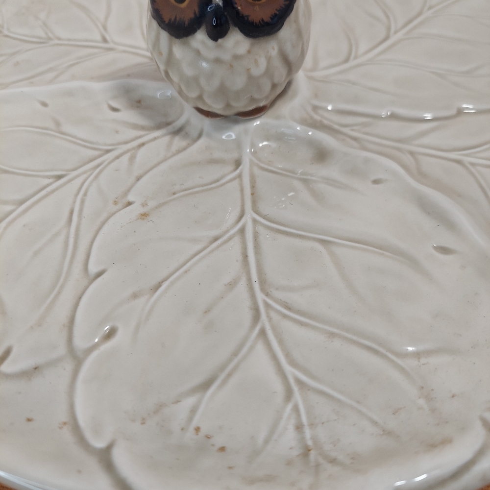 Vintage Otigari Owl Appetizer Toothpick Holder Tray 10" Round - Picture 4 of 11